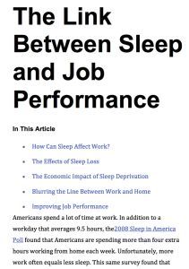The Link Between Sleep and Job Performance