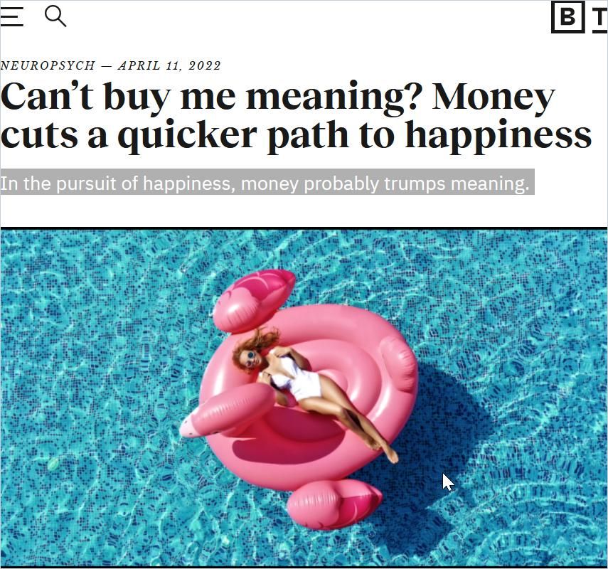 Image of: Can’t buy me meaning? Money cuts a quicker path to happiness
