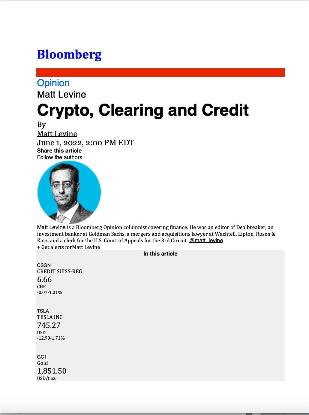 Crypto, Clearing and Credit cover