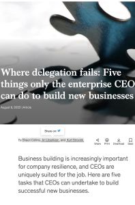 Where Delegation fails: Five things only the enterprise CEO can do to build new business