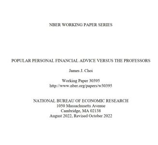 Popular Personal Financial Advice versus the Professors