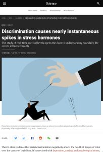 Discrimination Causes Nearly Instantaneous Spikes in Stress Hormones