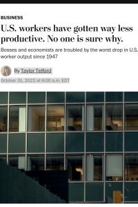 US workers have gotten way less productive. No one is sure why.