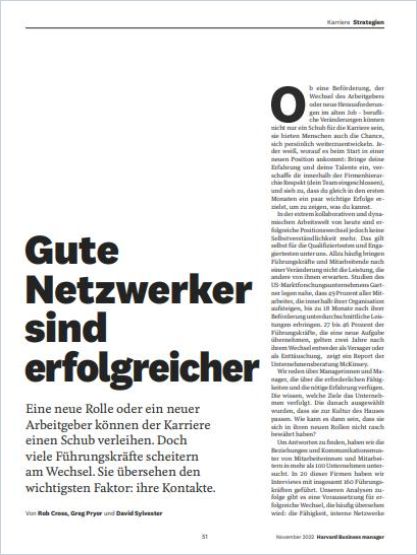 Gute Netzwerker sind erfolgreicher cover