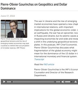 Pierre-Olivier Gourinchas sobre la geopolítica y el dominio del dólar