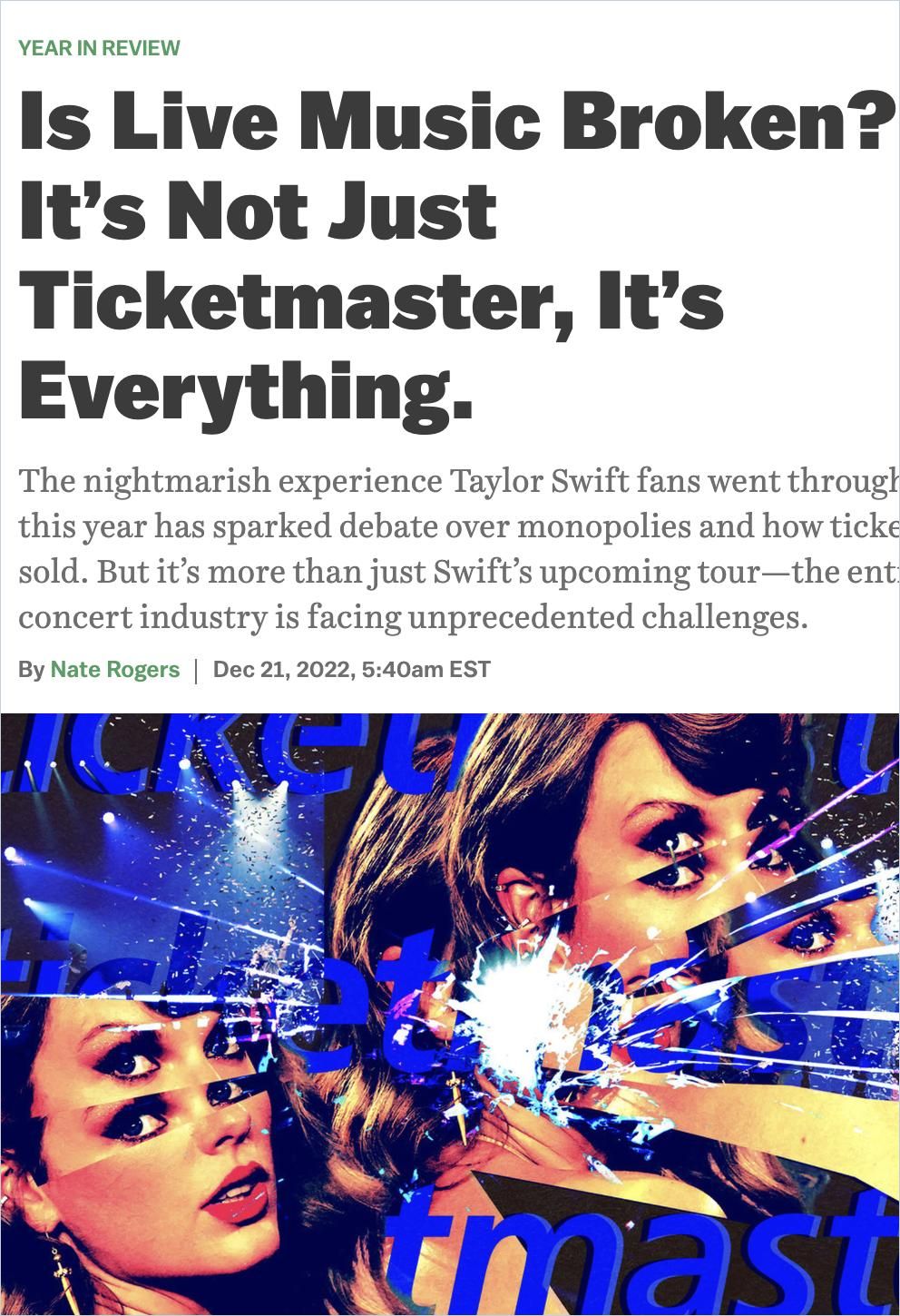 Is Live Music Broken: It's Not Just Ticketmaster; It's Everything. cover
