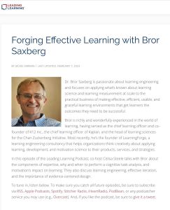 Forging Effective Learning with Bror Saxberg