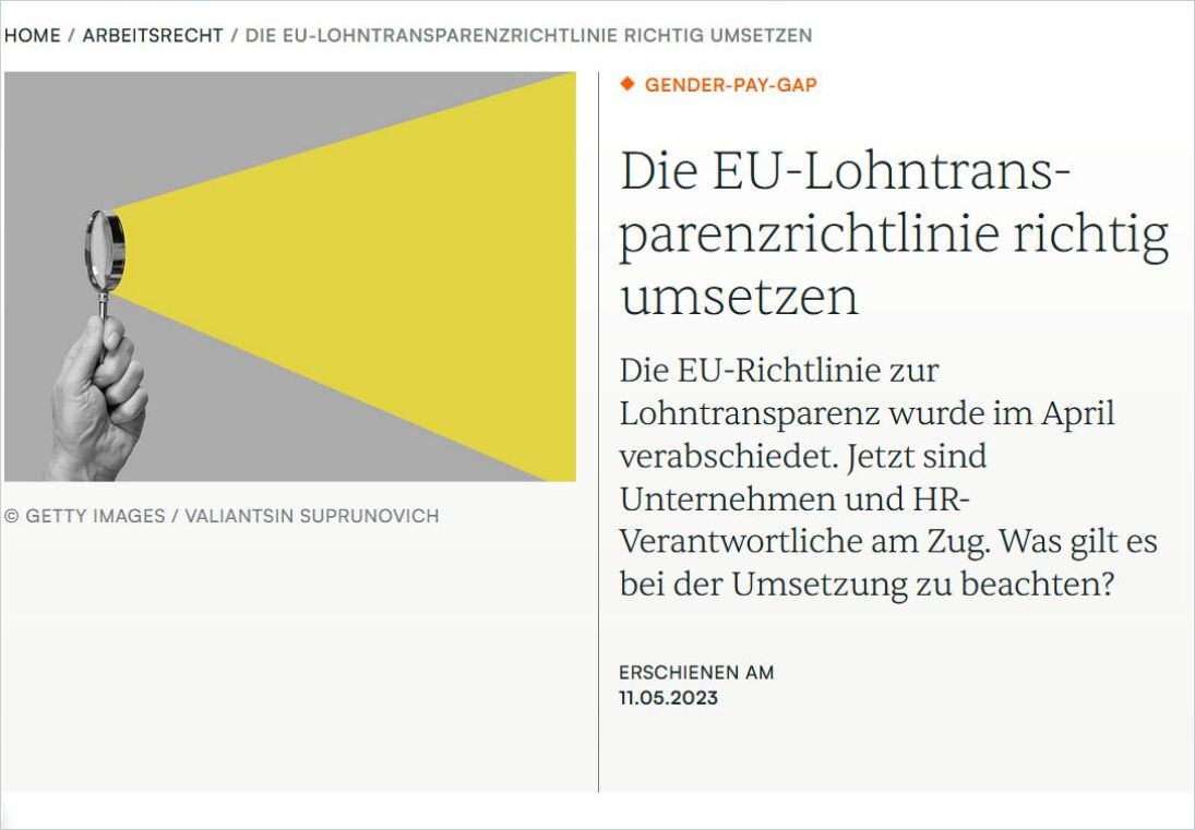 Die EU-Lohntrans­parenzricht­linie richtig umsetzen cover