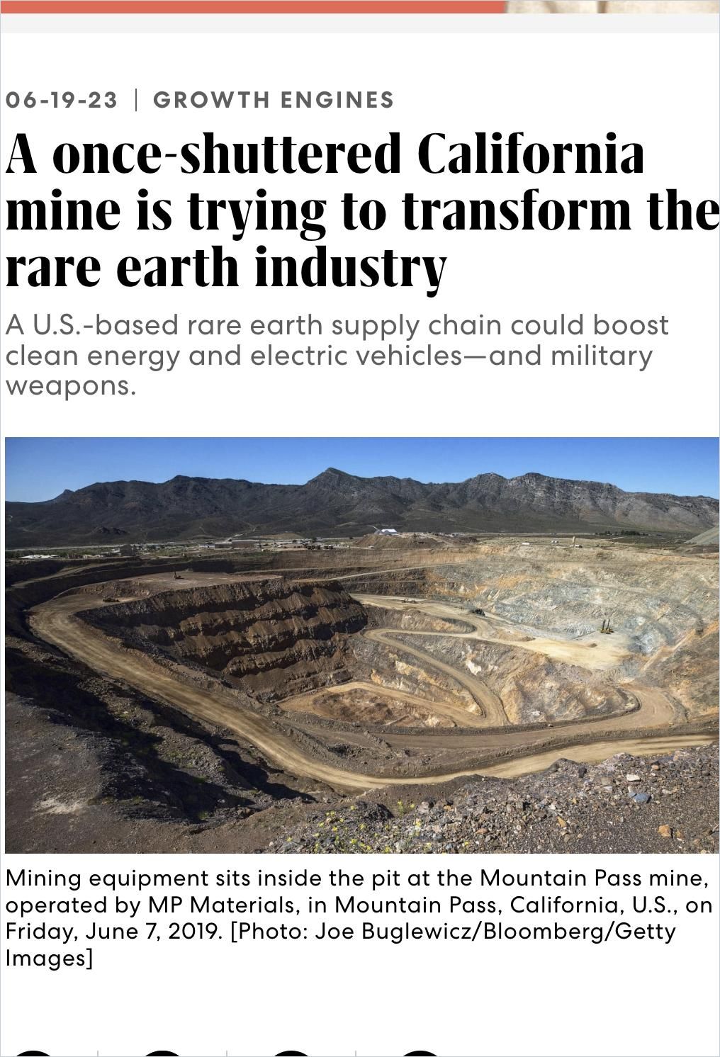 A Once-Shuttered California mine is trying to transform the rare earth  industry cover