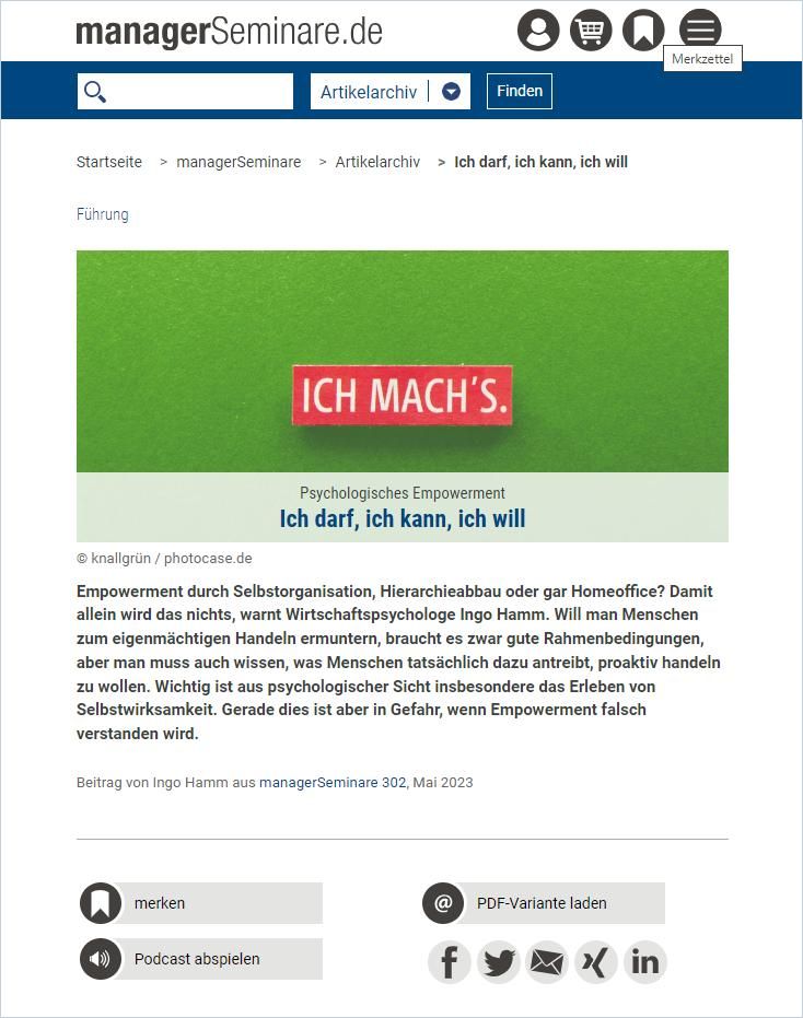 Ich darf, ich kann, ich will cover