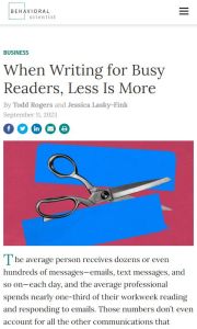 When Writing for Busy Readers, Less Is More