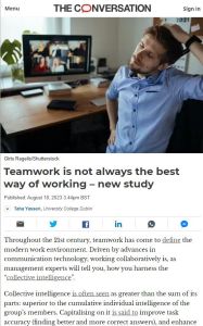 Teamwork is not always the best way of working – new study