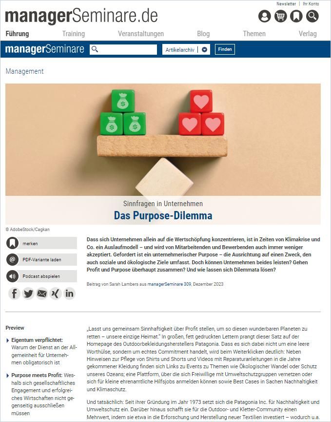 Das Purpose-Dilemma cover