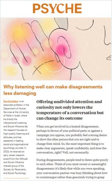 Why listening well can make disagreements less damaging cover