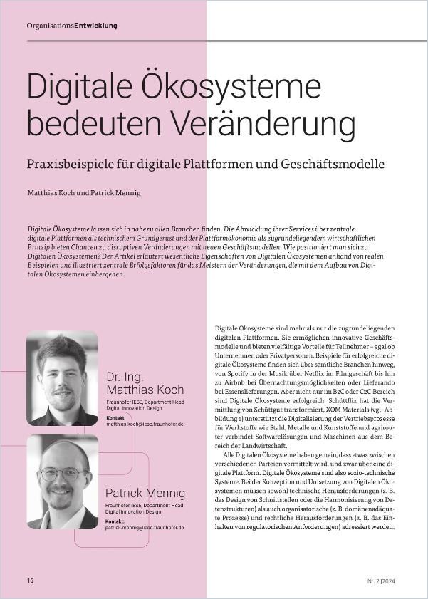 Digitale Ökosysteme bedeuten Veränderung cover
