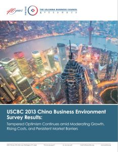 USCBC 2013 China Business Environment  Survey Results