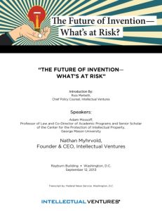 The Future of Invention – What's at Risk