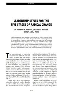Leadership Styles for the Five Stages of Radical Change