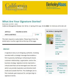 What Are Your Signature Stories?