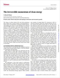 The Irreversible Momentum of Clean Energy