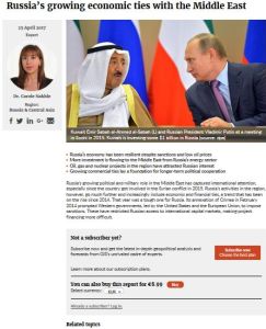 Russia’s Growing Economic Ties with the Middle East
