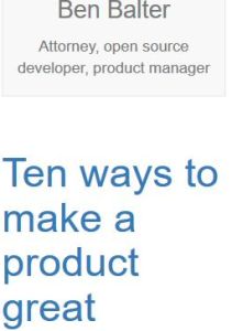 Ten Ways to Make a Product Great