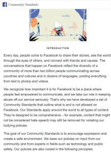 Facebook’s Internal Community Standards