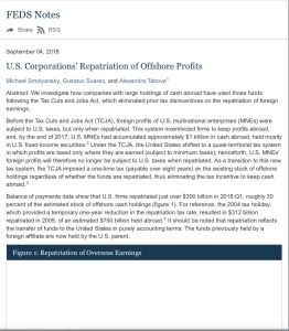 U.S. Corporations' Repatriation of Offshore Profits