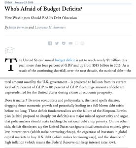Who’s Afraid of Budget Deficits?