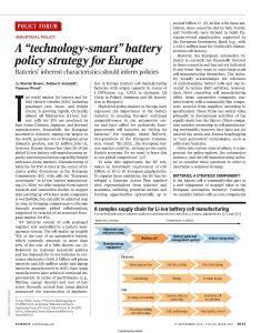 A “Technology-Smart” Battery Policy Strategy for Europe