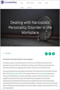 With narcissistic disorder working personality Narcissistic personality