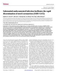 Substantial Undocumented Infection Facilitates the Rapid Dissemination of Novel Coronavirus (SARS-CoV-2)