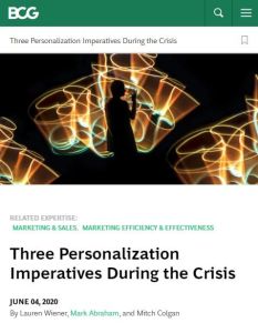 Three Personalization Imperatives During the Crisis