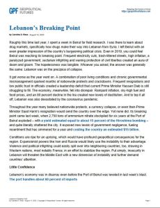 Lebanon’s Breaking Point