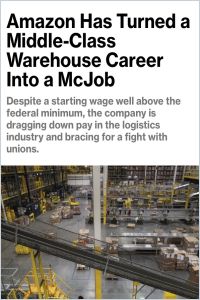 Amazon Has Turned a Middle-Class Warehouse Career into a McJob summary