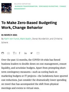 To Make Zero-Based Budgeting Work, Change Behavior