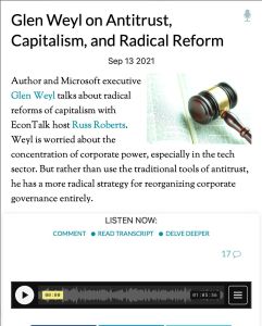Glen Weyl on Antitrust, Capitalism, and Radical Reform